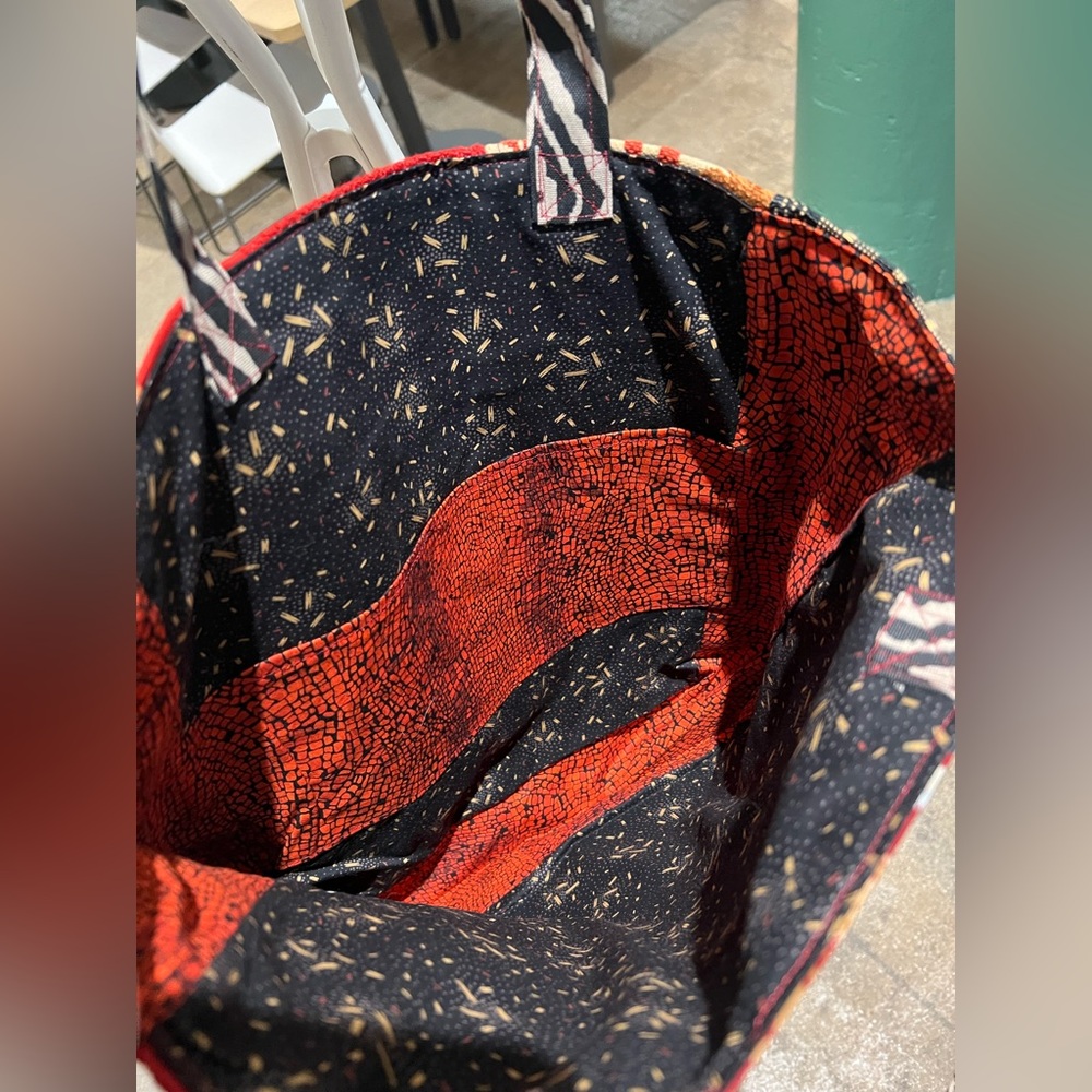 Patchwork Tote Bag - Red And Black - image 3